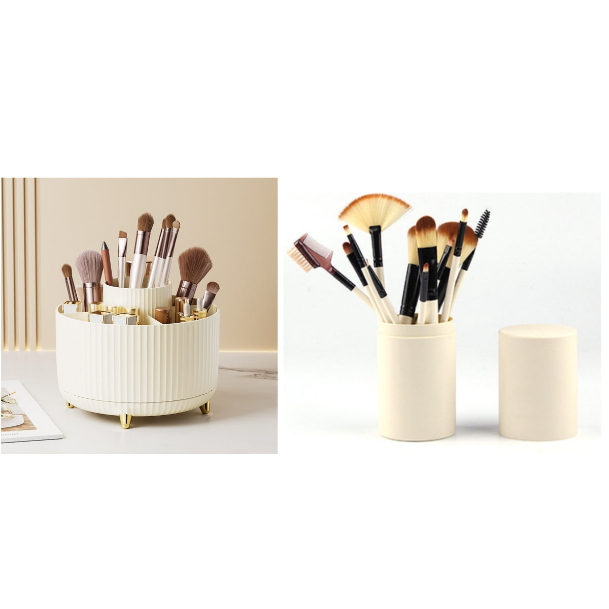 Desktop Swivel Makeup Brush Organizer for neat beauty tool storage