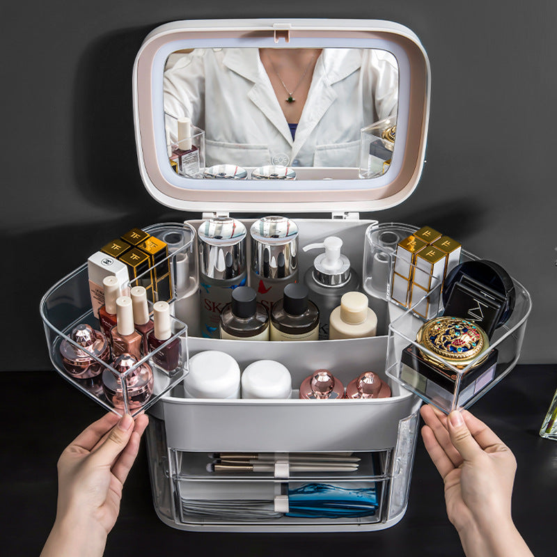 Makeup Organizer With LED Mirror for makeup and jewelry storage