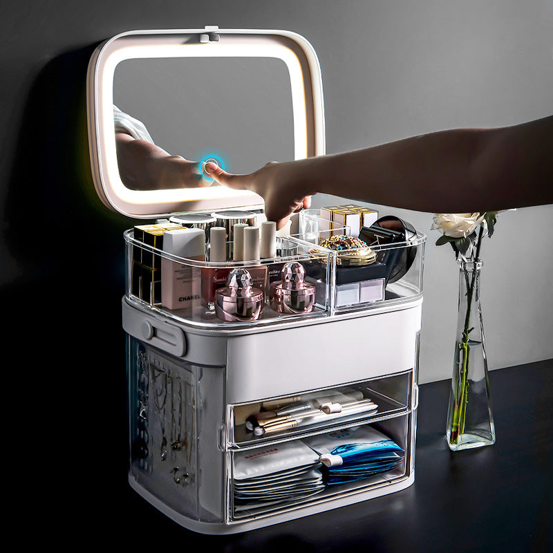 Makeup Organizer With LED Mirror for makeup and jewelry storage
