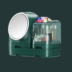 3e577a1fef493bd1015f3905ae4f8eb5Dustproof Desktop Makeup Organizer With Mirror for beauty storage