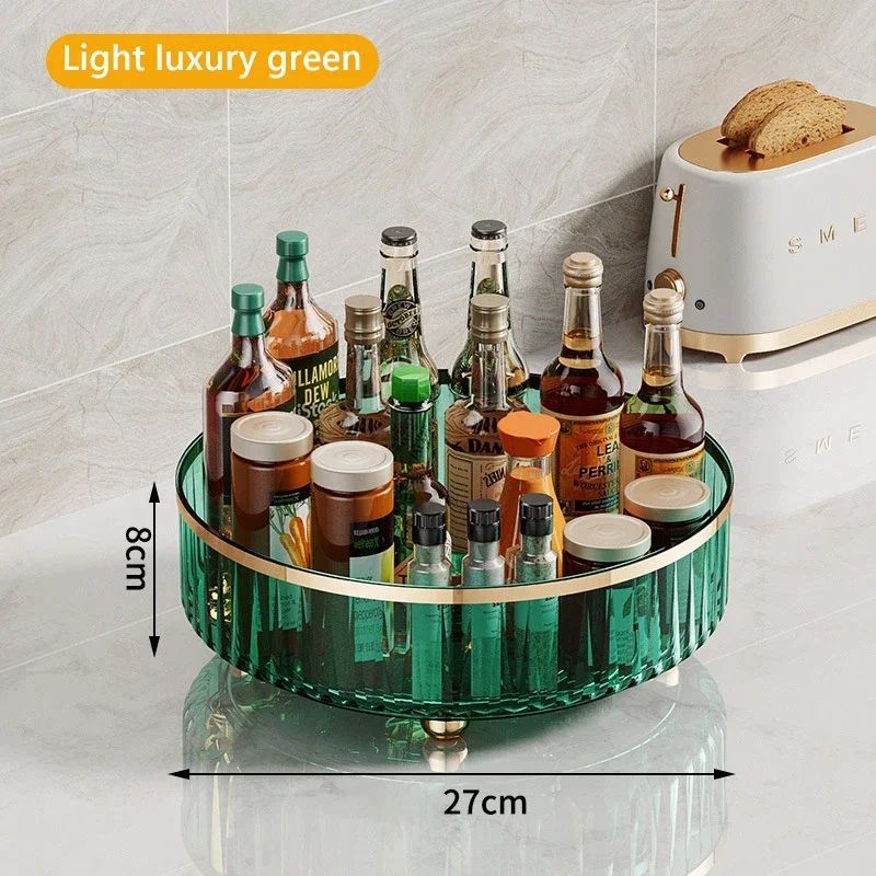 Rotating Cosmetic Organizer arranged with perfume and skincare products