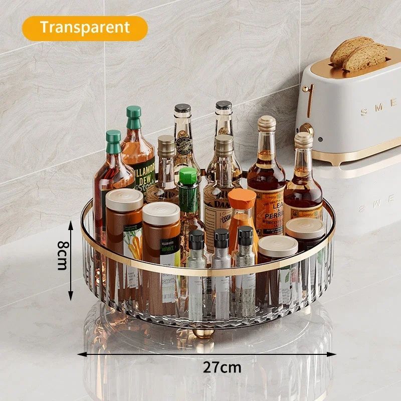 Rotating Cosmetic Organizer arranged with perfume and skincare products