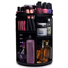 360 Degree Rotating Makeup Organizer holding makeup and skincare essentials