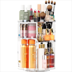 360 Degree Rotating Makeup Organizer for beauty and skincare storage