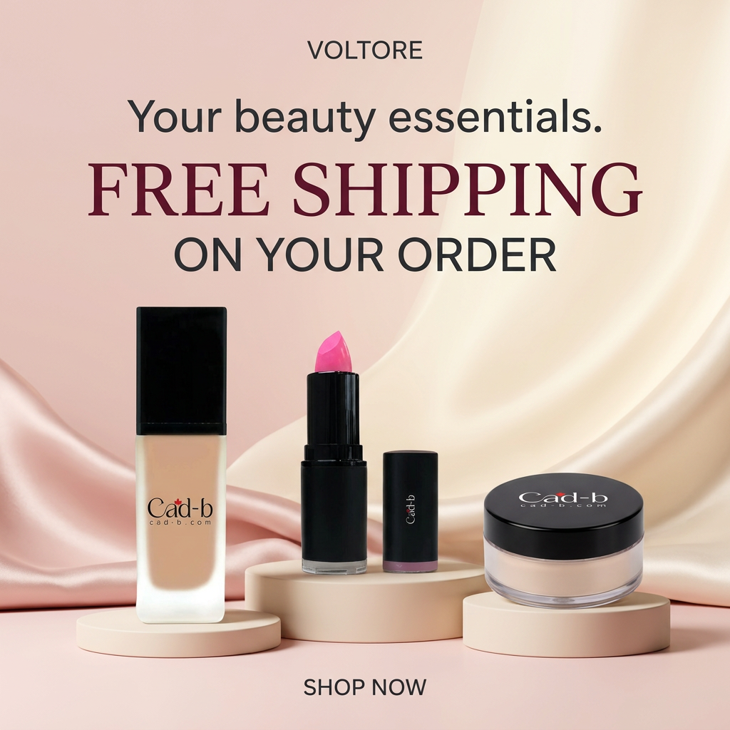 Voltore beauty ad featuring your products and a free shipping offer